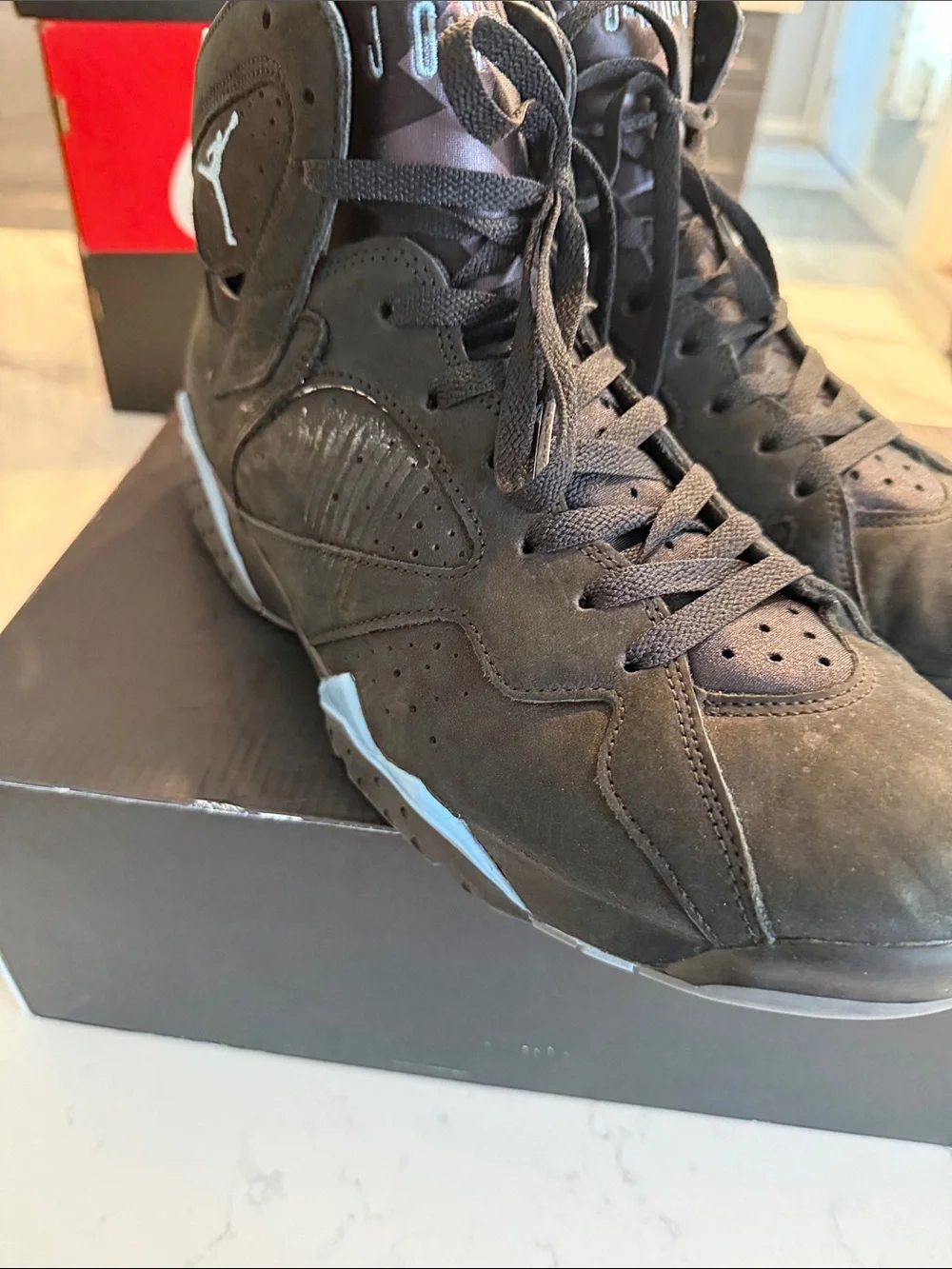 Air Jordan 7 Retro Black & Light Blue- Size 11.5